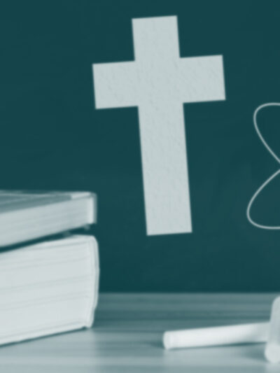 Books, Chalk, Cross and Atom