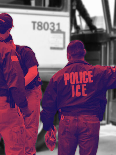 ICE agents searching people