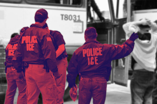 ICE agents searching people