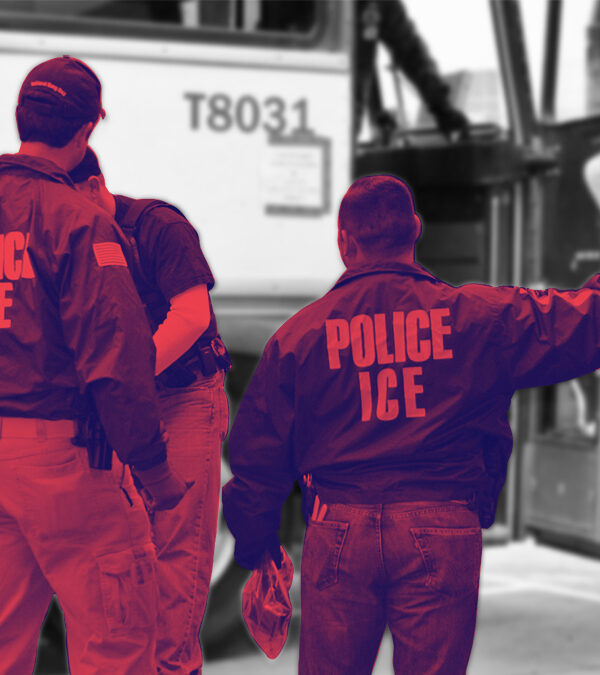 ICE agents searching people