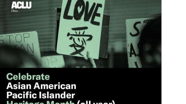 Celebrate Asian American Pacific Islander Heritage Month (all year) with a sign that says 'Love' written in english and Mandarin with a green color overlay