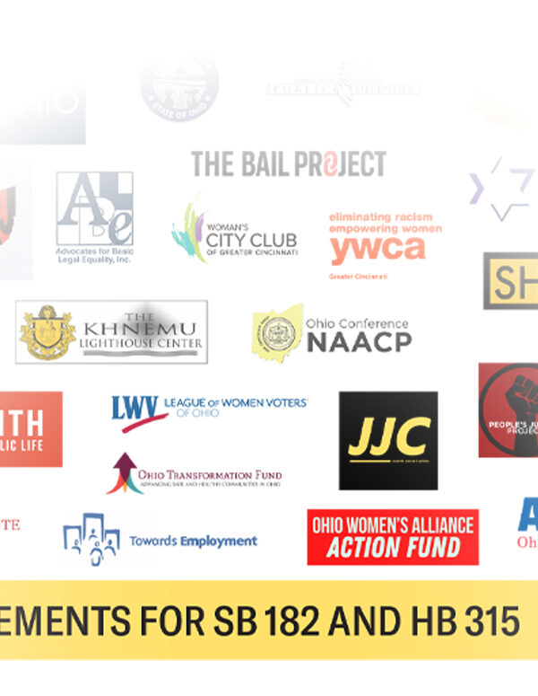 Logos of organizations that have endorsed SB 182 and HB 315 (bail reform)