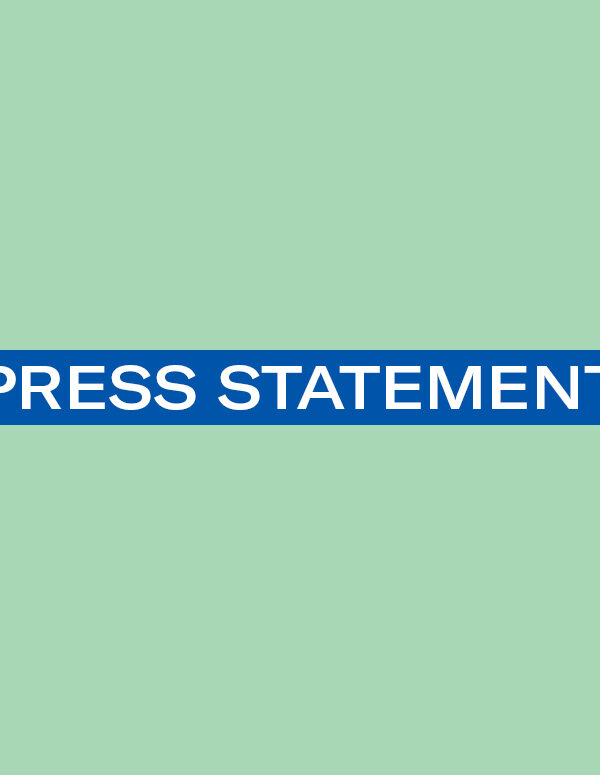 The words 'Press Statement' in white font on a blue rectangle on a mint green color background
