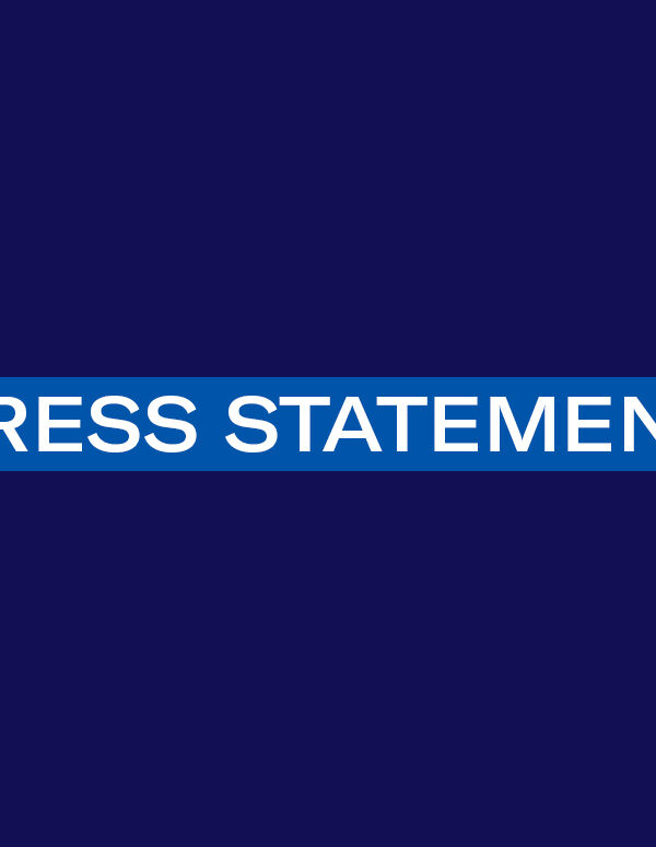 The words "Press Statement' in white in a blue bar on a navy background
