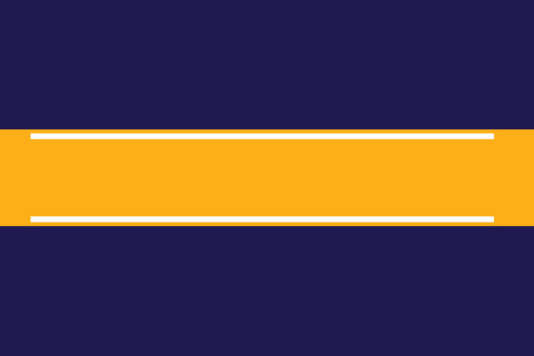 Orange rectangle with two smaller white rectangles on a navy background