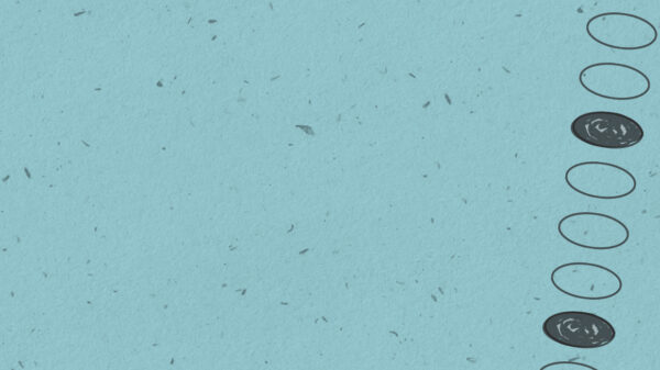 Blue background with image of ballot fill-in bubbles