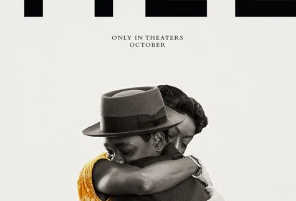 Poster of the movie "Till" with actors playing Emmett Till and Mamie Till-Mobley embracing