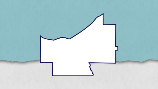 outline of cuyahoga county with light blue background