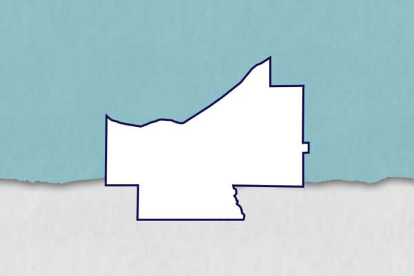 outline of cuyahoga county with light blue background
