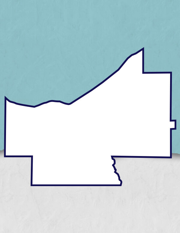 outline of cuyahoga county with light blue background