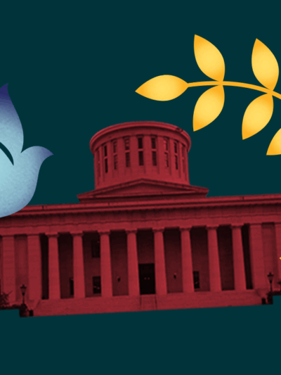 Image of the Ohio Statehouse and a dove