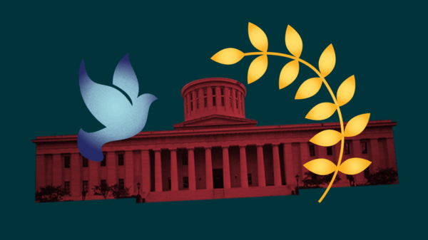 Image of the Ohio Statehouse and a dove
