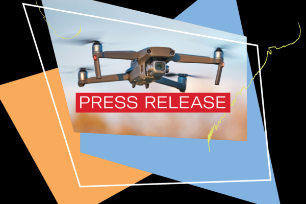Image of a drone with the words Press Release