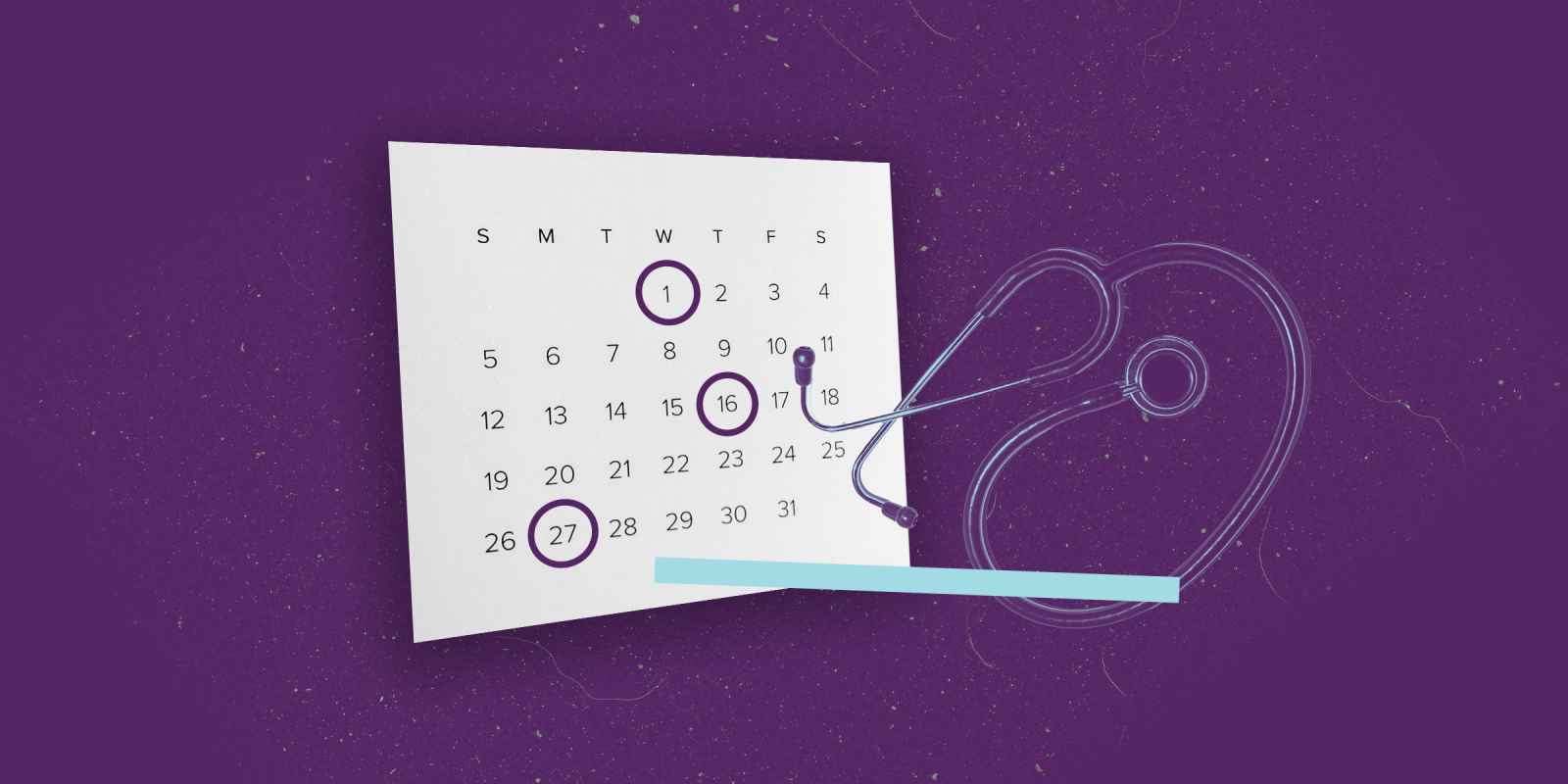 A calendar with three dates circled and a stethoscope