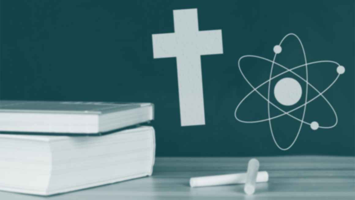 Books, Chalk, Cross and Atom