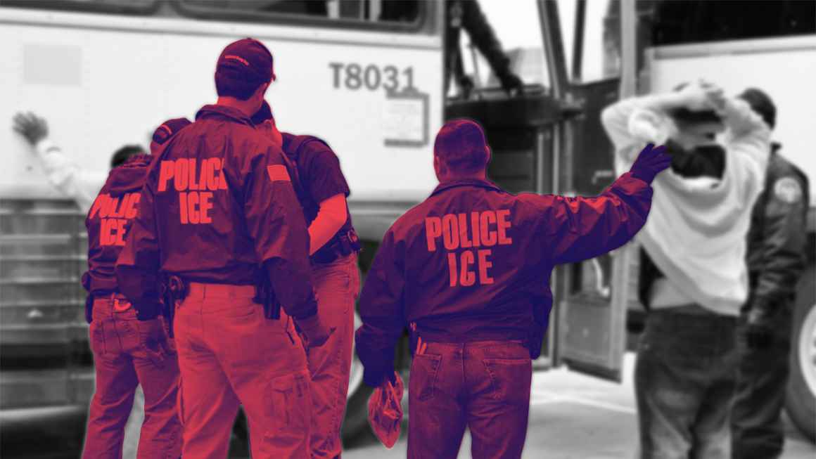 ICE agents searching people