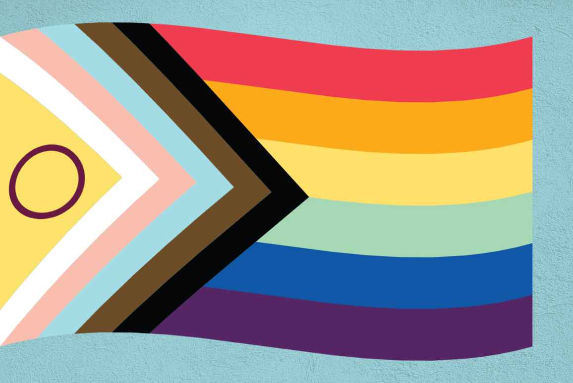 Intersex progress pride flag on a textured azure background