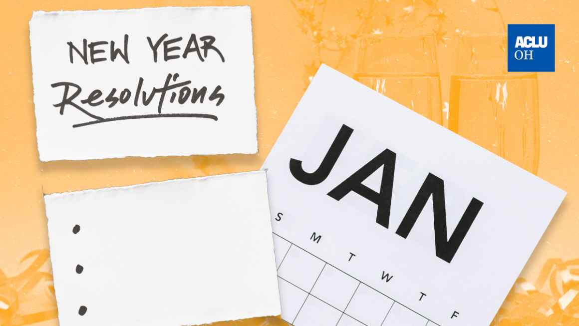 new years resolution with a calendar and bulleted list