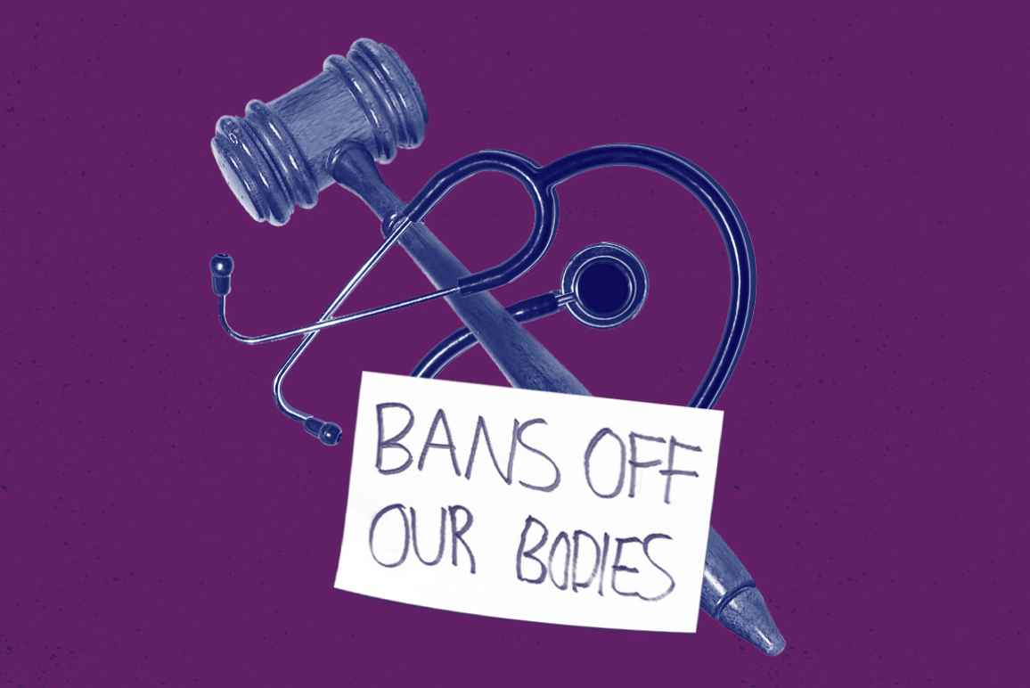 bans off our bodies sign with purple background