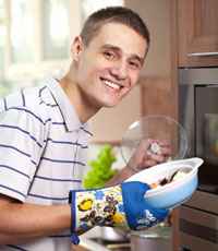 Teen male in kitchen