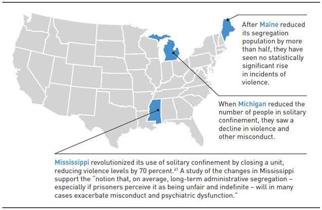 Solitary Reform Map - Maine, Michigan, Mississippi