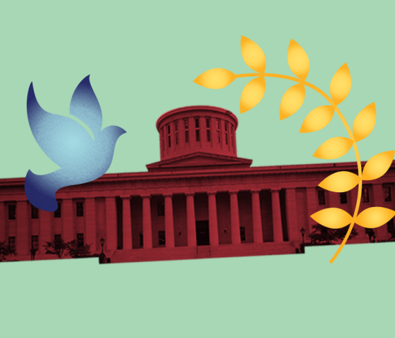 Image of the statehouse with a dove